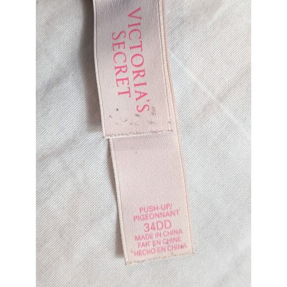 Victoria's Secret Polka Dot Navy Push Up Bra Pigeonnant Padded Size 34DD - Picture 5 of 7